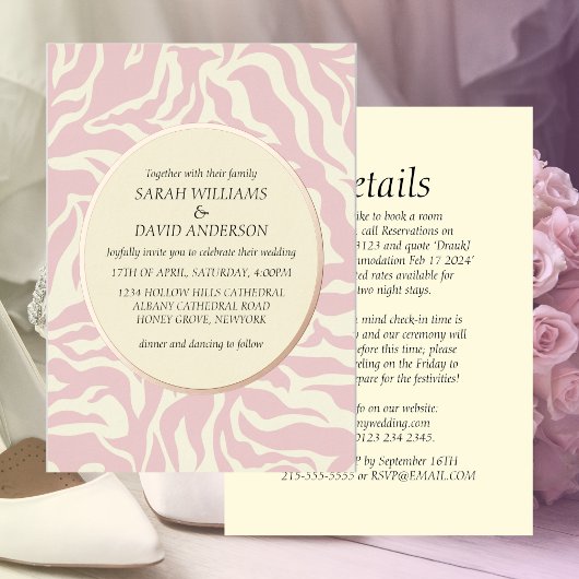 Invitation En Aluminium Luxueux Rose clair rose Matisse Style Foil Invi