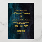 Invitation En Aluminium Luxuriant Dark Moody Aquarelle Mariage Real Gold (Recto)