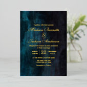 Invitation En Aluminium Luxuriant Dark Moody Aquarelle Mariage Real Gold (Debout devant)