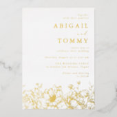 Invitation En Aluminium Luxurious Golden Floral Wedding (Recto)