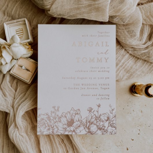 Invitation En Aluminium Luxurious Rose Gold Floral Wedding
