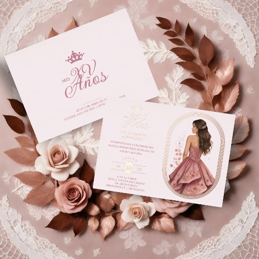 Invitation En Aluminium Luxurious Rose Gold Oval Frame Charming MIs XV