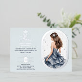 Invitation En Aluminium Luxurious Silver Oval Frame Charming Quinceañera (Debout devant)