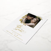 Invitation En Aluminium Luxury Chic Golden Branches Frame Photo Wedding (Rotation)