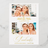 Invitation En Aluminium Luxury Double Graduation Chic Golden 2 Photos  (Recto)