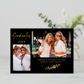 Invitation En Aluminium Luxury Double Graduation Golden Branches 2 Photos  (Debout devant)