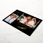 Invitation En Aluminium Luxury Double Graduation Golden Branches 2 Photos  (Rotation)