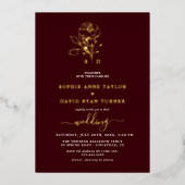 Invitation En Aluminium Luxury Gold Floral Deep Burgundy Monogram Wedding (Recto)