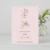 Invitation En Aluminium Luxury Wedding Spring Floral Pink Bouquet (Debout devant)