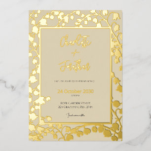 Invitation En Aluminium Lys de la Vallée Jardin Floral Mariage Or