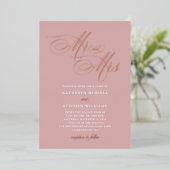 Invitation En Aluminium M. & Mme Calligraphy Mariage Rose Gold (Debout devant)