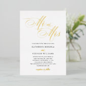 Invitation En Aluminium M. & Mme Classic Calligraphy Mariage Gold (Debout devant)
