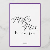 Invitation En Aluminium M. & Mme Royal Purple + Frontière (Verso)