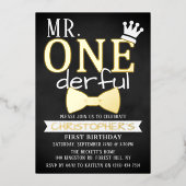 Invitation En Aluminium M. ONEderful 1er anniversaire Real (Recto)