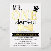 Invitation En Aluminium M. ONEderful 1er anniversaire Real (Recto)