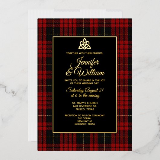 Invitation En Aluminium MacQueen Clan Tartan Plaid Mariage (Enveloppe)