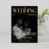 Invitation En Aluminium Magazine Journal Mariage Photo Enregistrer la date (Debout devant)