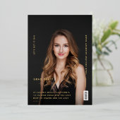 Invitation En Aluminium Magazine moderne Black and Gold Graduation Party (Debout devant)