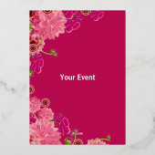 Invitation En Aluminium Magenta floral doré (Verso)