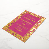 Invitation En Aluminium Magenta Rose Real Gold Fhuile Mariage damassé (Rotation)