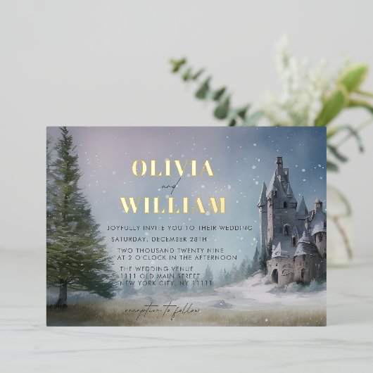 Invitation En Aluminium Magic Castle Fairytale Mariage (Debout devant)