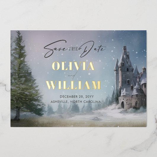 Invitation En Aluminium Magical Castle Fairytale Mariage Enregistrer La Da (Recto)