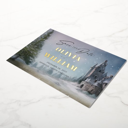 Invitation En Aluminium Magical Castle Fairytale Mariage Enregistrer La Da (Rotation)