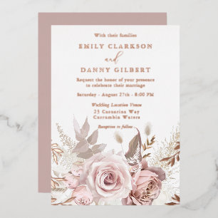 Invitation En Aluminium Magique Blush & Rose Floral Mariage Rose Gold