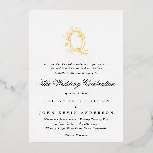 Invitation En Aluminium Magnifique Élégant Monogramme Fleuris MARIAGE en O