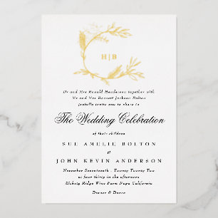 Invitation En Aluminium Magnifique Mariage à Monogramme GOLD Floral Esquis