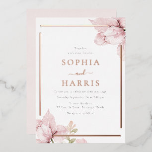 Invitation En Aluminium Magnifique mariage floral rose moderne or rose