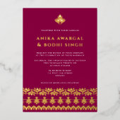 Invitation En Aluminium Magnifique Mariage frontalier indien orné VRAI (Recto)