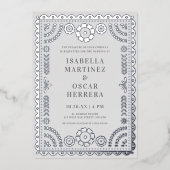 Invitation En Aluminium Magnifique Papel Picado Boda Mariage Argent REAL (Recto)