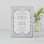 Invitation En Aluminium Magnifique Papel Picado Boda Mariage Argent REAL (Debout devant)