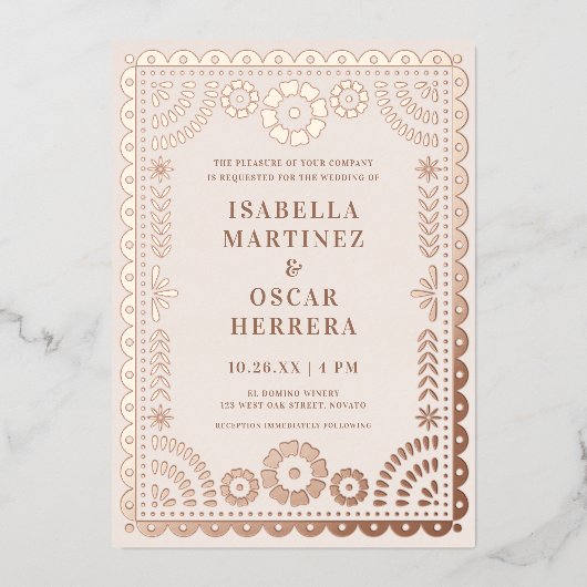 Invitation En Aluminium Magnifique Papel Picado Boda Mariage REAL (Recto)