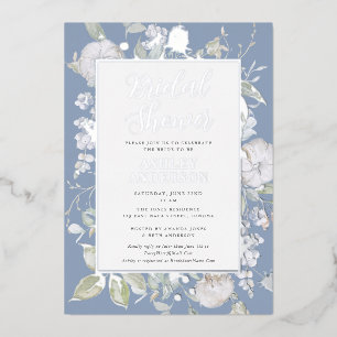 Invitation En Aluminium Magnifique poussiéreux bleu botanique mariage arge