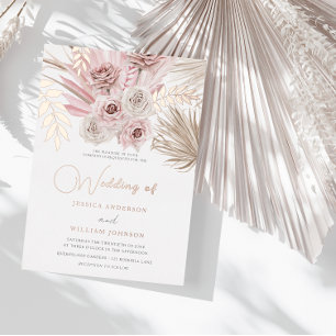 Invitation En Aluminium Magnifique Rose Poussiéreuse & Blush Ivoire Mariag
