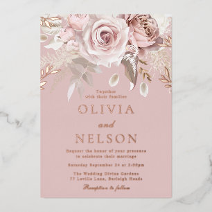 Invitation En Aluminium Magnifique Rose Poussiéreuse Blush Mariage Or Rose