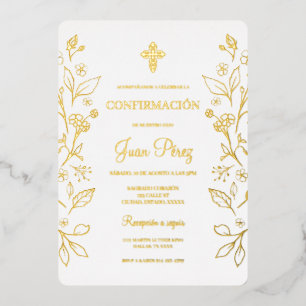 Invitation En Aluminium Maillot minimaliste or espagnol confirmation