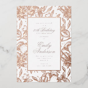 Invitation En Aluminium Main rose or tiré floral Foil Invitati
