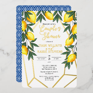 Invitation En Aluminium Main Squeeze Citrons Italian Couple's Douche Gold