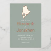 Invitation En Aluminium Maine State Map Destination Mariage Rose Gold (Recto)