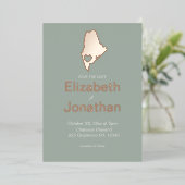 Invitation En Aluminium Maine State Map Destination Mariage Rose Gold (Debout devant)