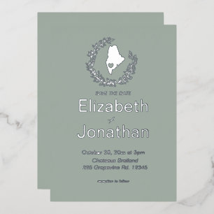Invitation En Aluminium Maine State Silhouette Simple Destination Mariage 