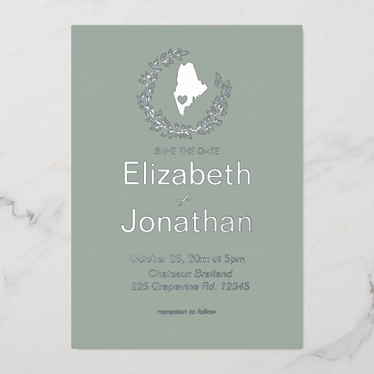 Invitation En Aluminium Maine State Silhouette Simple Destination Mariage (Recto)