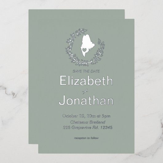Invitation En Aluminium Maine State Silhouette Simple Destination Mariage (Recto/Verso)