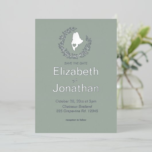 Invitation En Aluminium Maine State Silhouette Simple Destination Mariage (Debout devant)