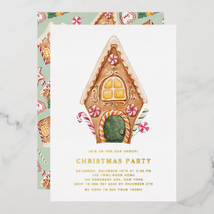 Invitation En Aluminium Maison en pain d'épice à l'aquarelle pour la fête