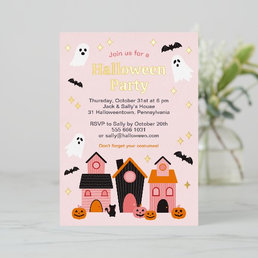 Invitation En Aluminium Maisons hantées mignonnes et effrayantes pour Hall (Debout devant)