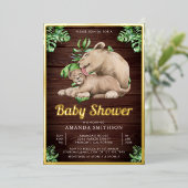 Invitation En Aluminium Maman Baby Lion Cub Jungle Baby shower en bois Or (Debout devant)